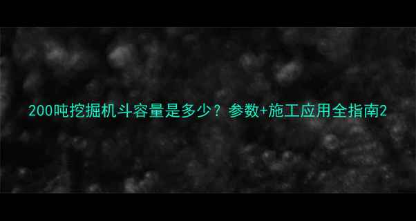 200吨挖掘机斗容量是多少参数施工应用全指南