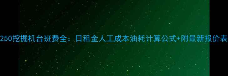 图片 250挖掘机台班费全：日租金人工成本油耗计算公式+附最新报价表