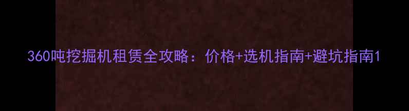 图片 360吨挖掘机租赁全攻略：价格+选机指南+避坑指南1