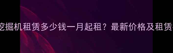 50型挖掘机租赁多少钱一月起租最新价格及租赁指南