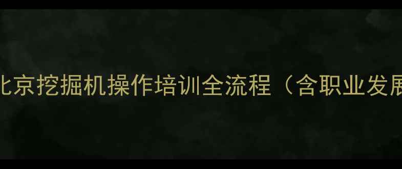 图片 5个月从零到精通：北京挖掘机操作培训全流程（含职业发展路径与考证指南）1