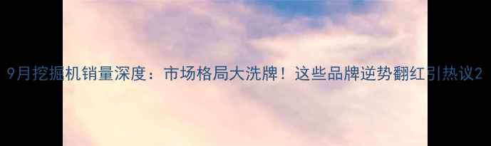 图片 9月挖掘机销量深度：市场格局大洗牌！这些品牌逆势翻红引热议2