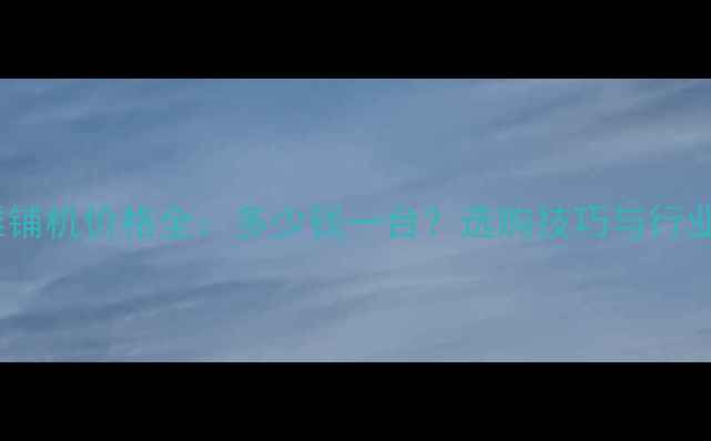 图片 SCMC摊铺机价格全：多少钱一台？选购技巧与行业趋势1