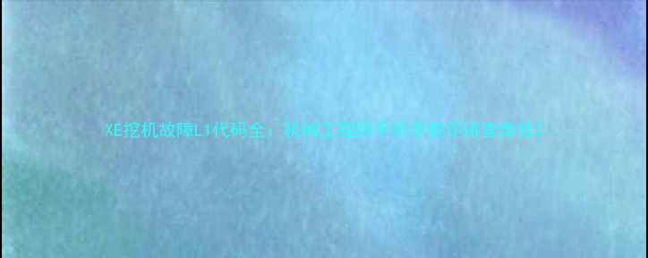 XE挖机故障L1代码全机械工程师手把手教你排查维修