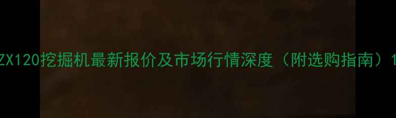 ZX120挖掘机最新报价及市场行情深度附选购指南