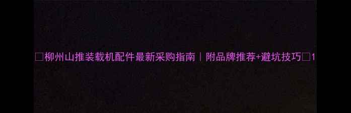 柳州山推装载机配件最新采购指南附品牌推荐避坑技巧