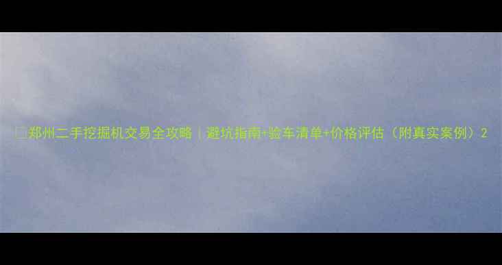 郑州二手挖掘机交易全攻略避坑指南验车清单价格评估附真实案例