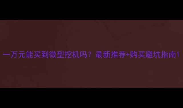 图片 一万元能买到微型挖机吗？最新推荐+购买避坑指南1