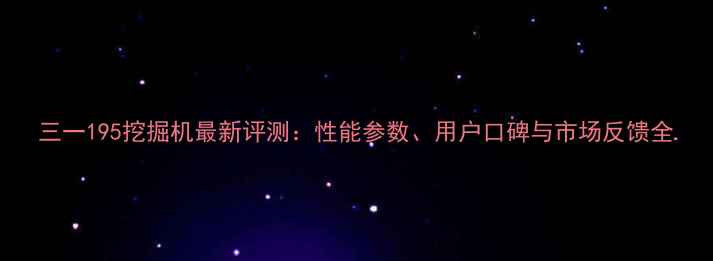 图片 三一195挖掘机最新评测：性能参数、用户口碑与市场反馈全
