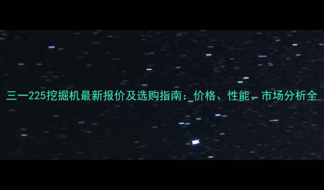图片 三一225挖掘机最新报价及选购指南：价格、性能、市场分析全