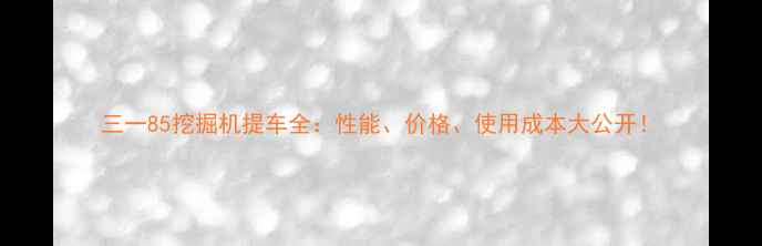 图片 三一85挖掘机提车全：性能、价格、使用成本大公开！