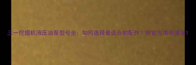 图片 三一挖掘机液压油泵型号全：如何选择最适合的配件？附官方推荐清单1