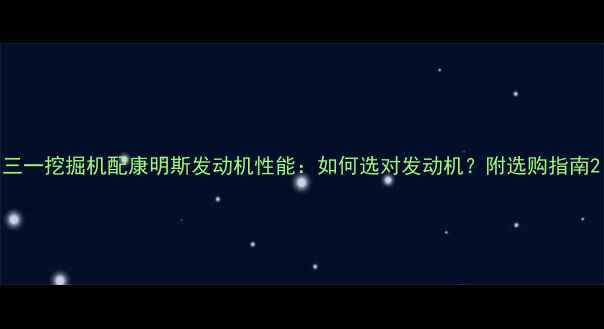 三一挖掘机配康明斯发动机性能如何选对发动机附选购指南