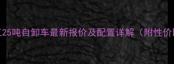 图片 三一重工25吨自卸车最新报价及配置详解（附性价比分析）