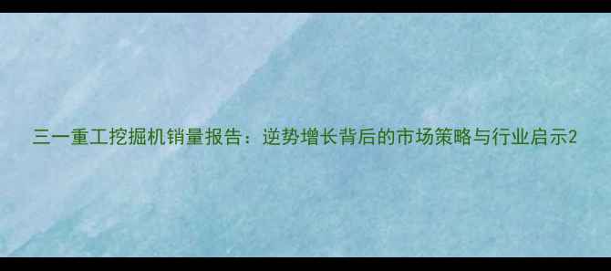 图片 三一重工挖掘机销量报告：逆势增长背后的市场策略与行业启示2