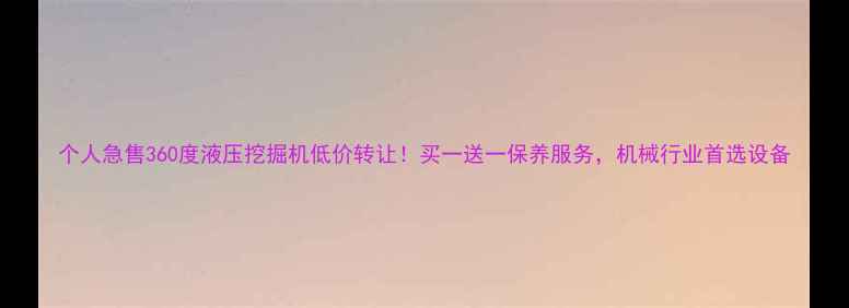 图片 个人急售360度液压挖掘机低价转让！买一送一保养服务，机械行业首选设备