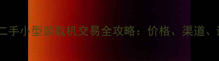 图片 乌鲁木齐二手小型装载机交易全攻略：价格、渠道、避坑指南2