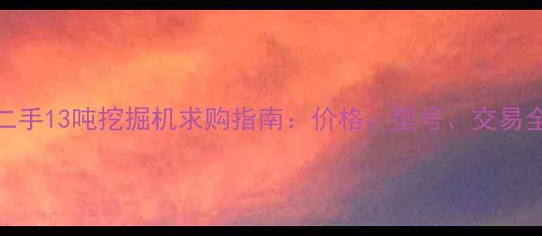 图片 二手13吨挖掘机求购指南：价格、型号、交易全