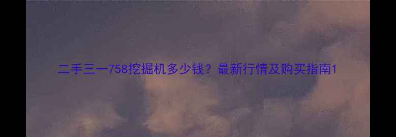 二手三一758挖掘机多少钱最新行情及购买指南