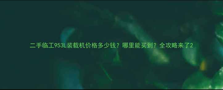 二手临工953L装载机价格多少钱哪里能买到全攻略来了