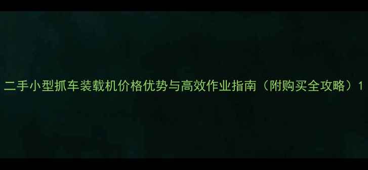 图片 二手小型抓车装载机价格优势与高效作业指南（附购买全攻略）1