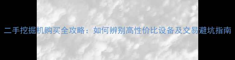 图片 二手挖掘机购买全攻略：如何辨别高性价比设备及交易避坑指南
