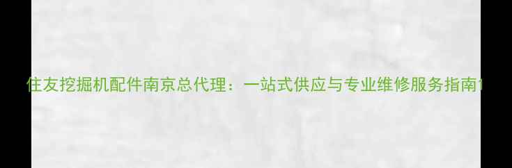 住友挖掘机配件南京总代理一站式供应与专业维修服务指南