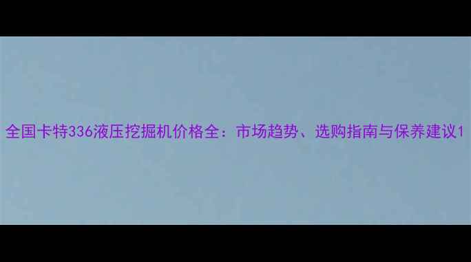 全国卡特336液压挖掘机价格全市场趋势选购指南与保养建议