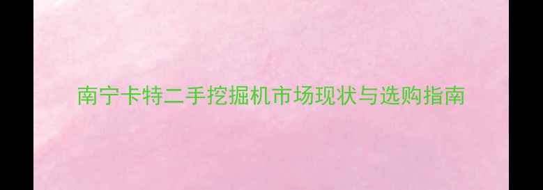 南宁卡特二手挖掘机市场现状与选购指南