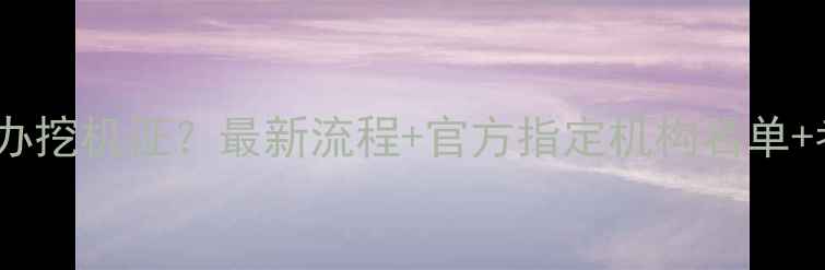 南阳哪里能办挖机证最新流程官方指定机构名单考试费用全