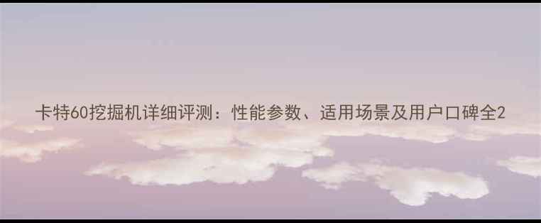 图片 卡特60挖掘机详细评测：性能参数、适用场景及用户口碑全2