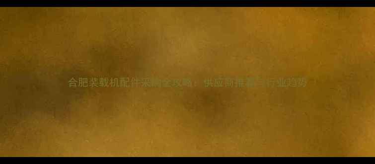 合肥装载机配件采购全攻略供应商推荐与行业趋势