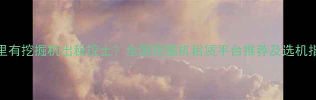 哪里有挖掘机出租挖土全国挖掘机租赁平台推荐及选机指南