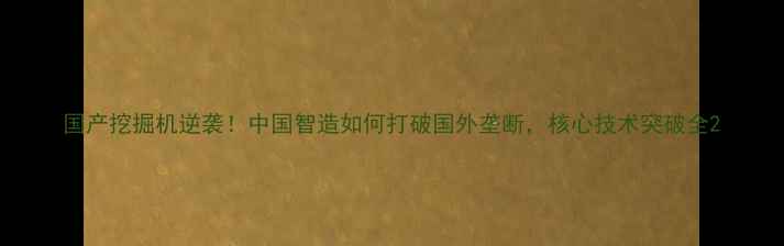 国产挖掘机逆袭中国智造如何打破国外垄断核心技术突破全