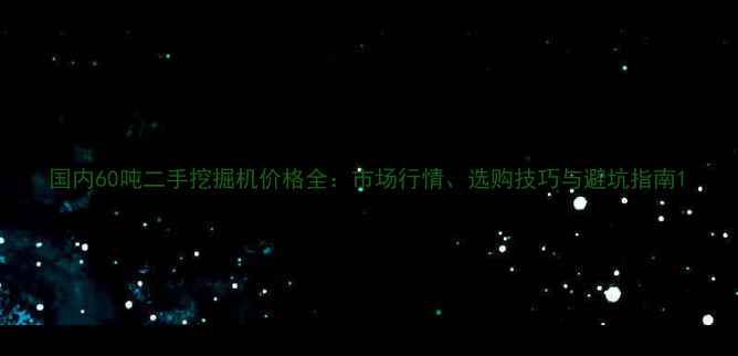国内60吨二手挖掘机价格全市场行情选购技巧与避坑指南
