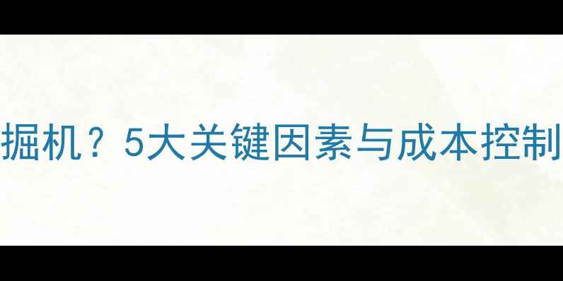 图片 土方开挖如何选择挖掘机？5大关键因素与成本控制指南（附型号对比）