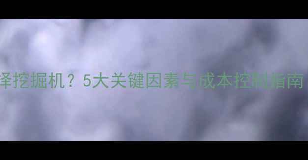 图片 土方开挖如何选择挖掘机？5大关键因素与成本控制指南（附型号对比）1