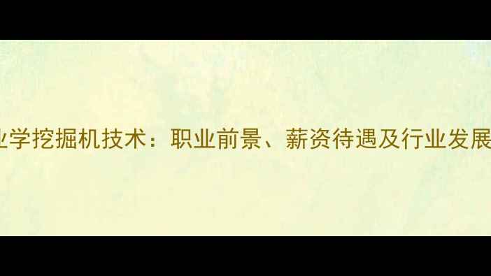 大专毕业学挖掘机技术职业前景薪资待遇及行业发展趋势全