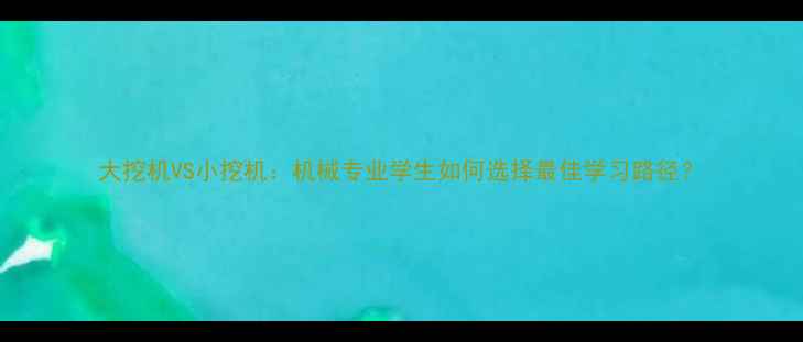 图片 大挖机VS小挖机：机械专业学生如何选择最佳学习路径？