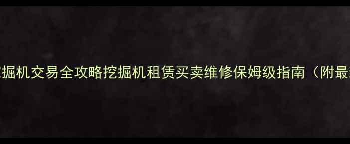 天津二手挖掘机交易全攻略挖掘机租赁买卖维修保姆级指南附最新价格表