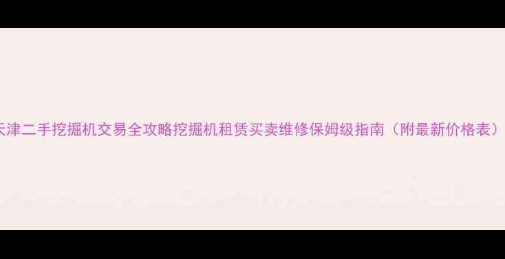 图片 天津二手挖掘机交易全攻略挖掘机租赁买卖维修保姆级指南（附最新价格表）2