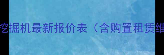 图片 娄底市小型挖掘机最新报价表（含购置租赁维修全指南）