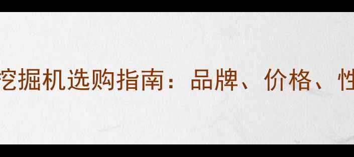 图片 小型挖掘机选购指南：品牌、价格、性能全