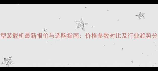 图片 小型装载机最新报价与选购指南：价格参数对比及行业趋势分析
