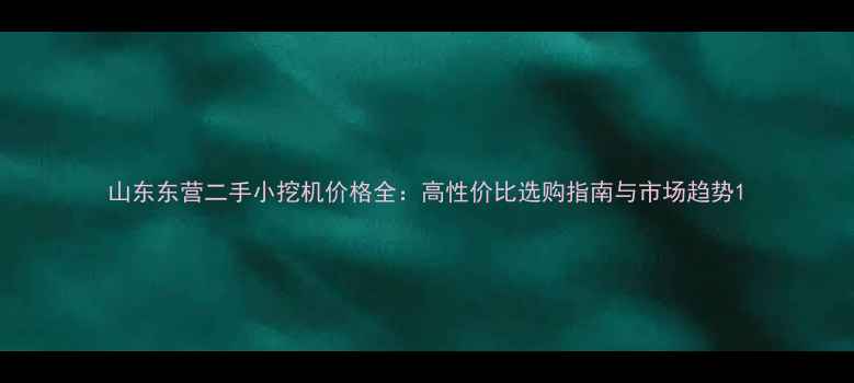 山东东营二手小挖机价格全高性价比选购指南与市场趋势