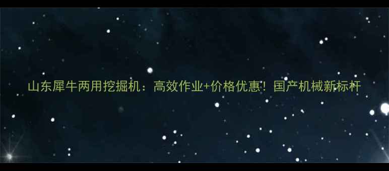 图片 山东犀牛两用挖掘机：高效作业+价格优惠！国产机械新标杆