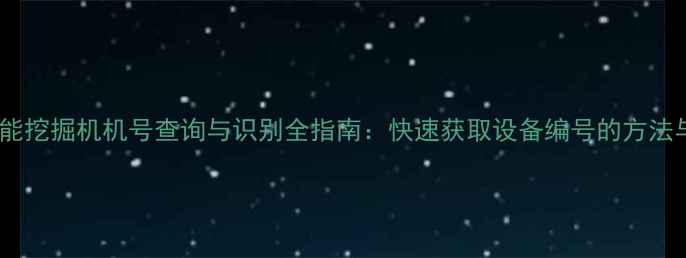 山河智能挖掘机机号查询与识别全指南快速获取设备编号的方法与技巧