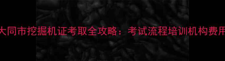 山西大同市挖掘机证考取全攻略考试流程培训机构费用明细