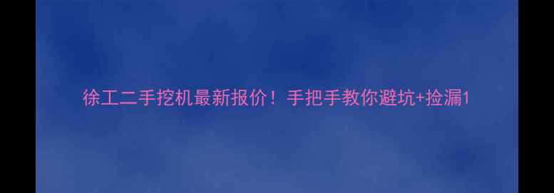 徐工二手挖机最新报价手把手教你避坑捡漏