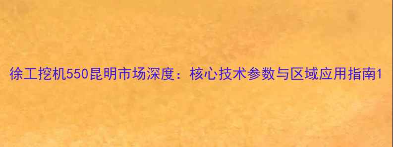 徐工挖机550昆明市场深度核心技术参数与区域应用指南